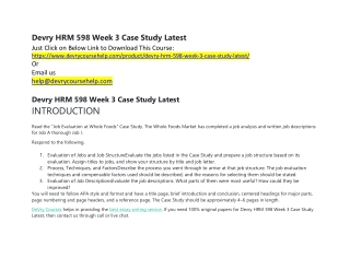 Devry HRM 598 Week 3 Case Study Latest