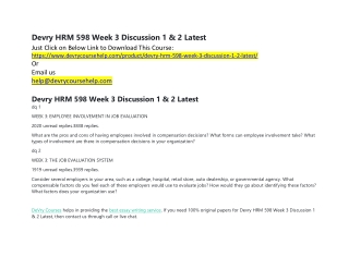 Devry HRM 598 Week 3 Discussion 1 & 2 Latest