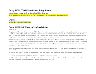 Devry HRM 598 Week 4 Case Study Latest