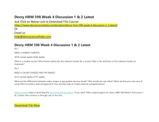 Devry HRM 598 Week 4 Discussion 1 & 2 Latest