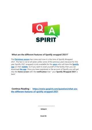 What are the different features of Spotify wrapped 2021?