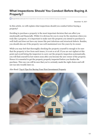 What Inspections Should You Conduct Before Buying A Property