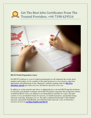 Get The Best Ielts Certificates From The Trusted Providers.  44 7398 629516