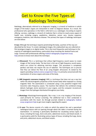 Get to Know the Five Types of Radiology Techniques