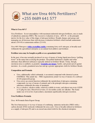 What are Urea 46% Fertilizers?  255 0689 641 577
