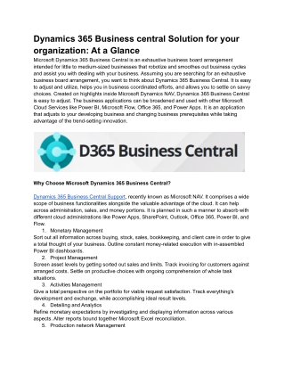 Dynamics 365 Business central Solution for your organization_ At a Glance