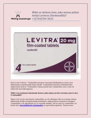 Mikä on tärkein tieto, joka minun pitäisi tietää Levitraa (Vardenafiili)?  1(724