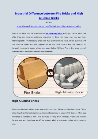 Industrial Difference between Fire Bricks and High Alumina Bricks