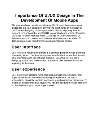 Importance Of UI