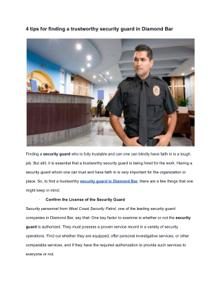 4 tips for finding a trustworthy security guard in Diamond Bar