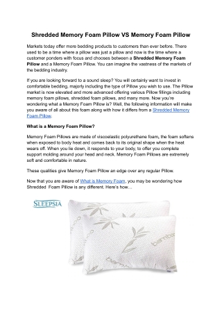 Shredded Memory Foam Pillow VS Memory Foam Pillow