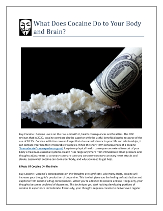 What Does Cocaine Do to Your Body and Brain?