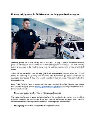 How security guards In Bell Gardens can help your business grow