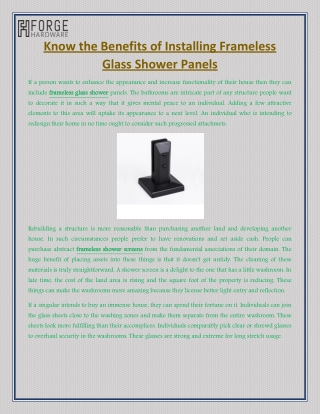 Know the Benefits of Installing Frameless Glass Shower Panels