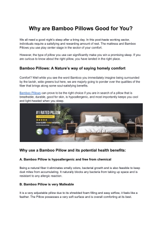Why are Bamboo Pillows Good for You?