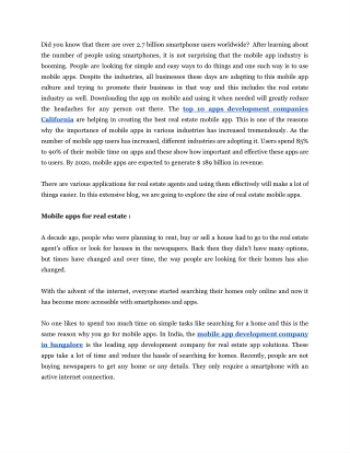 What Are The Reasons & Benefits Of Using Mobile Apps In Real Estate