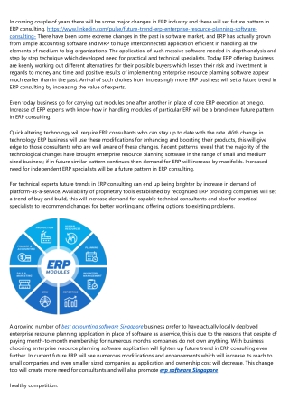 Future Trend In ERP Enterprise Resource Planning Software Consulting