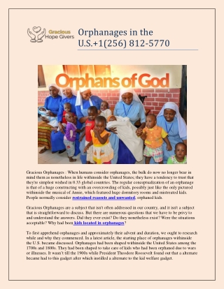 Orphanages in the U.S. 1(256) 812-5770
