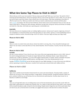 What Are Some Top Places to Visit in 2022