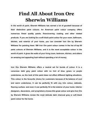 Find All About Iron Ore Sherwin Williams