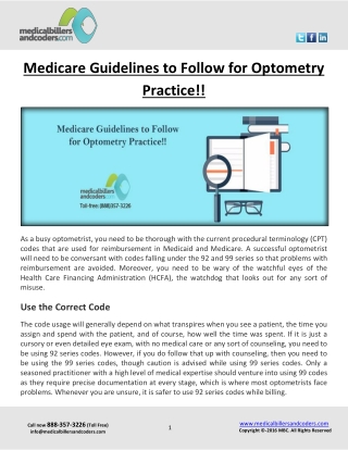 Medicare Guidelines to Follow for Optometry Practice!!