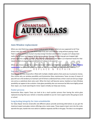 Auto Window replacement