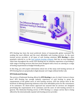 The Difference Between HTS Dedicated Hosting and HTS Dedicated Servers