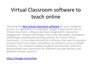 Virtual Classroom software to teach online