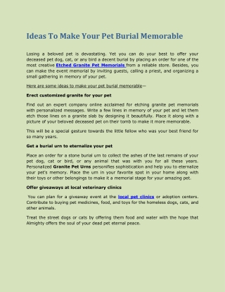 Ideas To Make Your Pet Burial Memorable