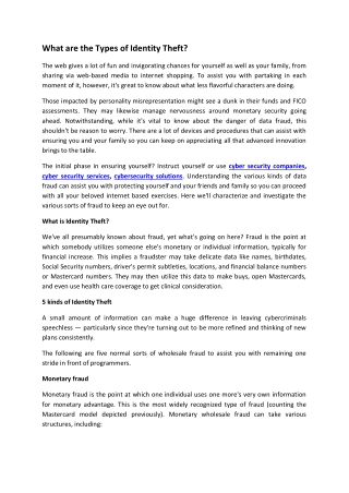 What are the Types of Identity Theft