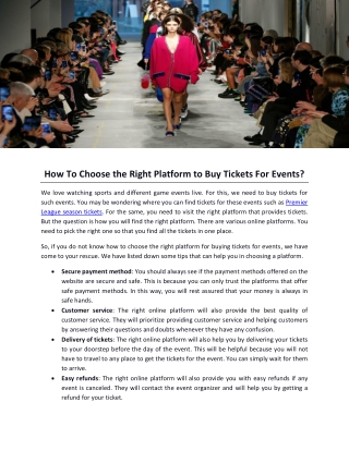 How To Choose the Right Platform to Buy Tickets For Events