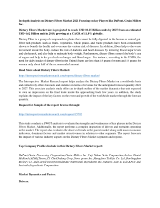 Dietary Fibers market