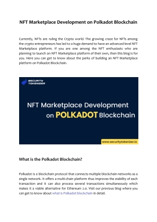 NFT Marketplace Development on Polkadot Blockchain