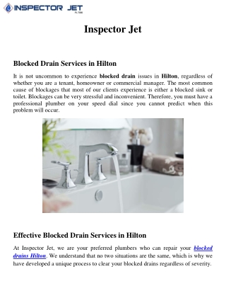 Effective Blocked Drain Hilton