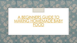 A BEGINNERS GUIDE TO MAKING HOMEMADE BABY FOOD