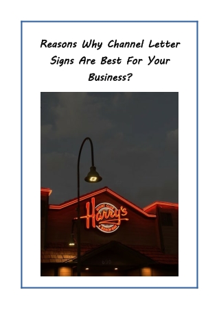 Reasons Why Channel Letter Signs Are Best For Your Business