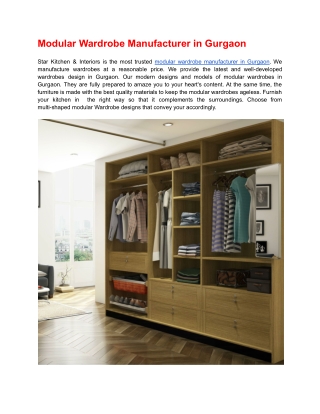 Modular Wardrobe Manufacturer in Gurgaon