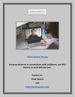 Online Speech Therapy | Greatspeech.com