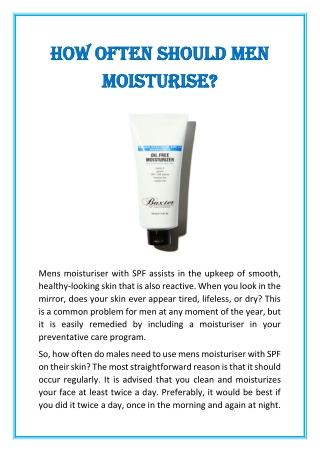 How Often Should Men Moisturise?