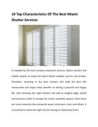 10 Top Characteristics Of The Best Miami Shutter Services