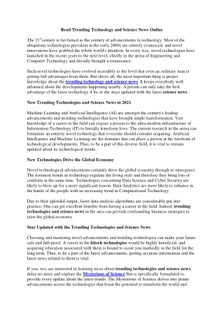 Read Trending Technology and Science News Online