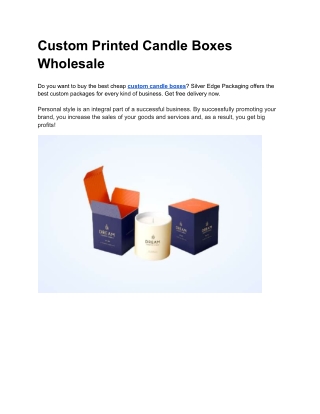 Custom Printed Candle Boxes Wholesale