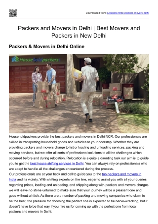 Packers and Movers in Delhi | Best Movers and Packers in Delhi