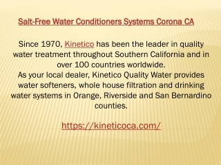 Salt-Free Water Conditioners Systems Corona CA