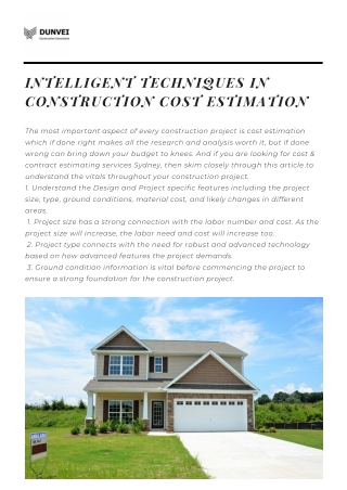 Intelligent techniques in construction cost estimation