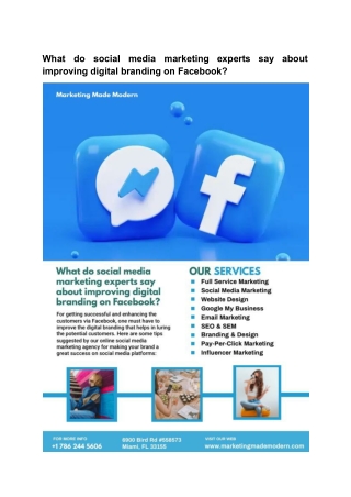 What do social media marketing experts say about improving digital branding on Facebook_