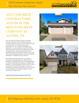 ACE CONCRETE CONTRACTORS AUSTIN IS THE BEST CONCRETE COMPANY IN AUSTIN, TX - ACE CONCRETE CONTRACTORS AUSTIN