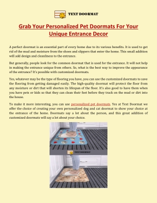 Grab Your Personalized Pet Doormats For Your Unique Entrance Decor