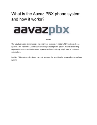What is the Aavaz PBX phone system and how it works
