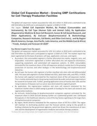 Global Cell Expansion Market